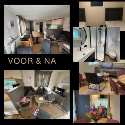 Voor en na Lochem Voor & na renovatie van een chalet door ROVO Recreatie - maatwerk, restyling en interieur